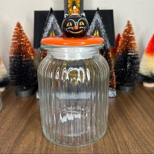 Johanna Parker Design Black Cat Halloween Glass Jar Canister